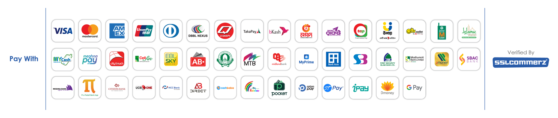 SSLCOMMERZ accepted payment methods